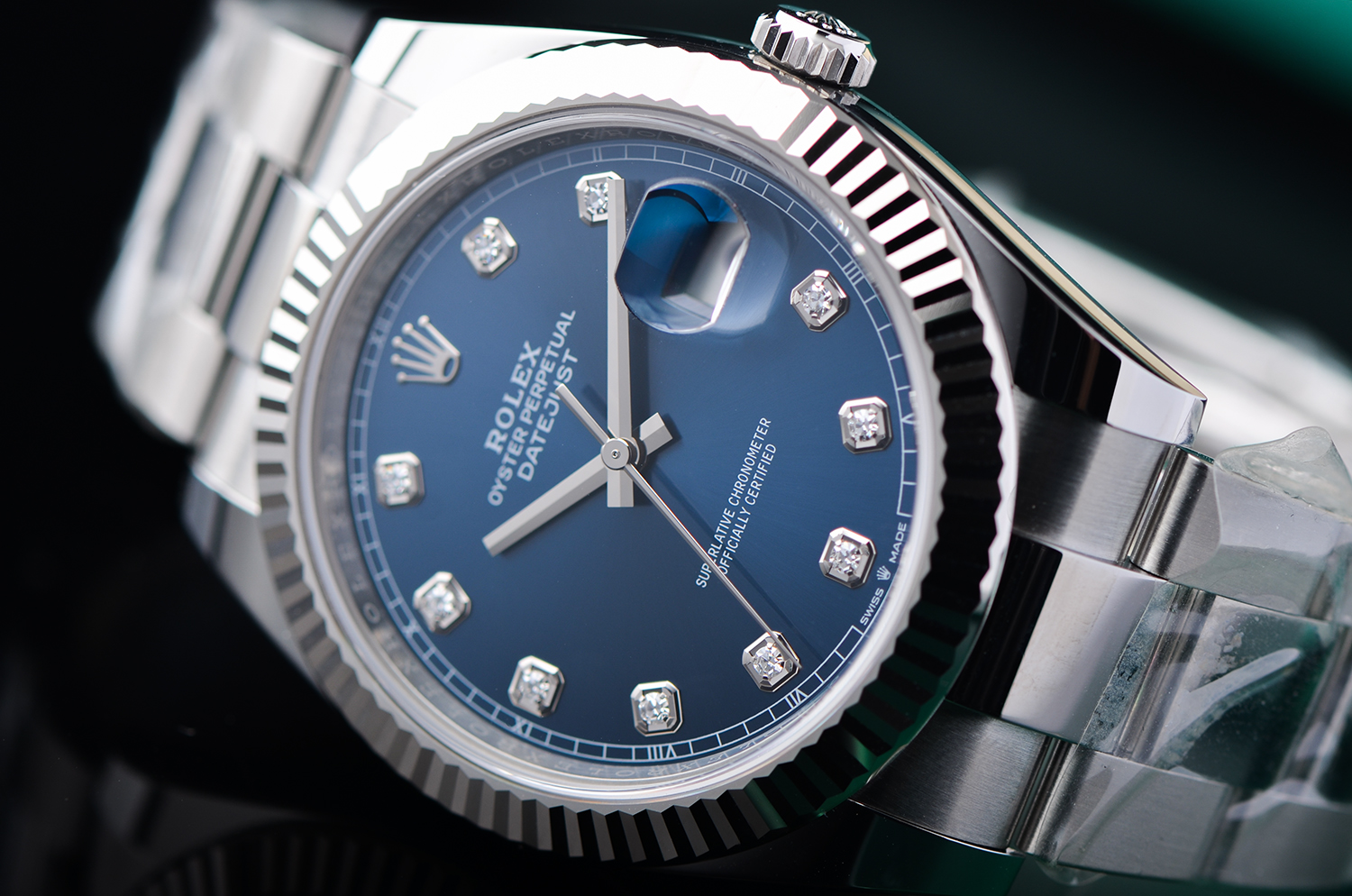 【未使用品】劳力士日志型白金圈蓝盘刻度钻自动男表126334盒证齐