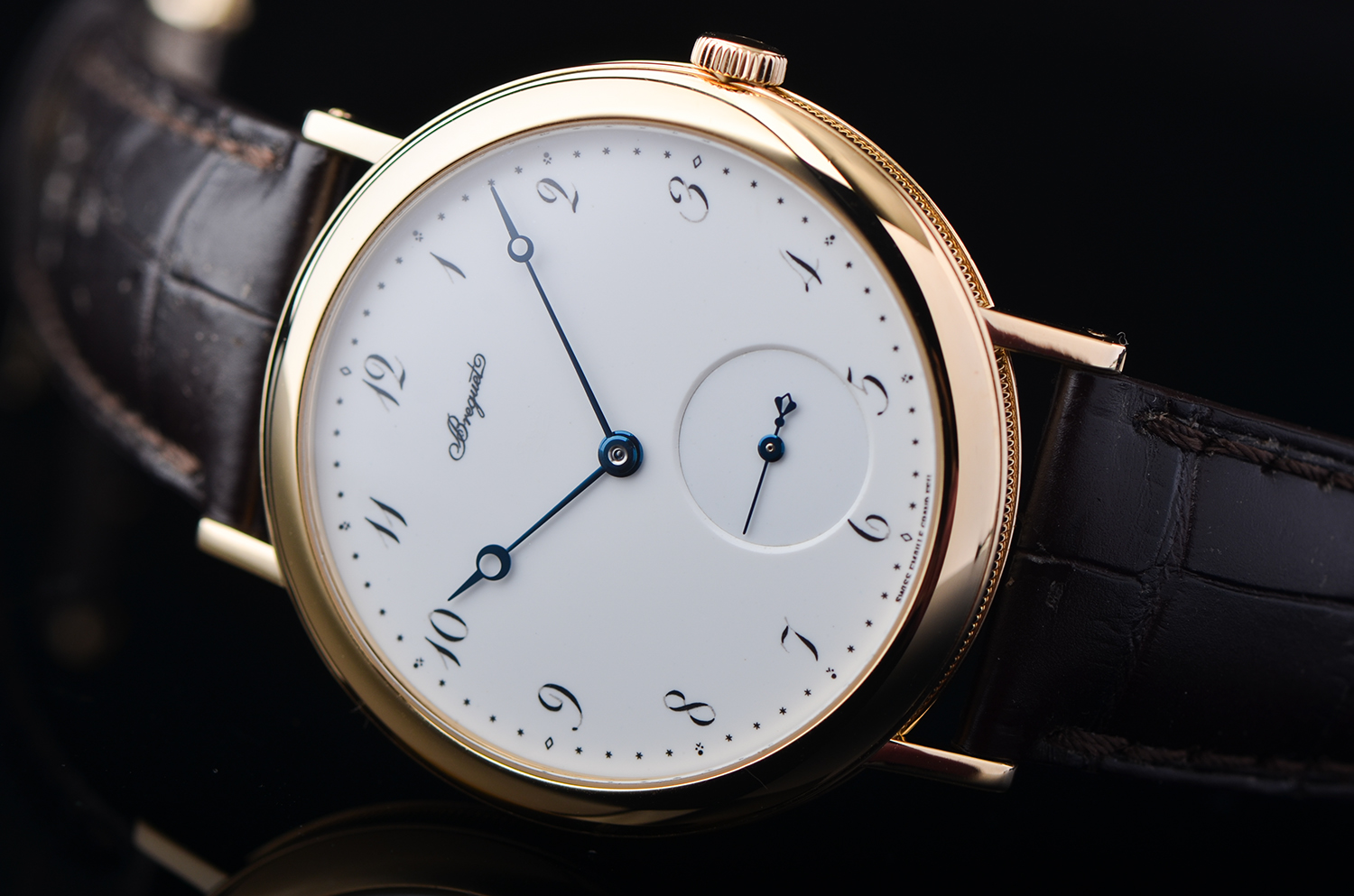 【98新】宝玑黄金大明火珐琅盘小三针自动机械男表5140BA/29/9W6