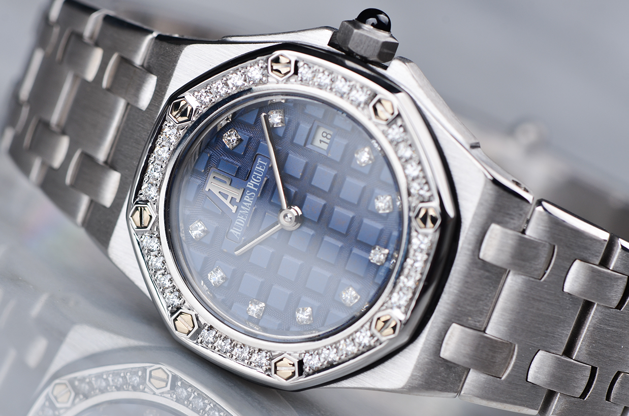 已售出【98新】爱彼皇家橡树全白金原镶钻石英女表67451BC.Z.1108BC.03