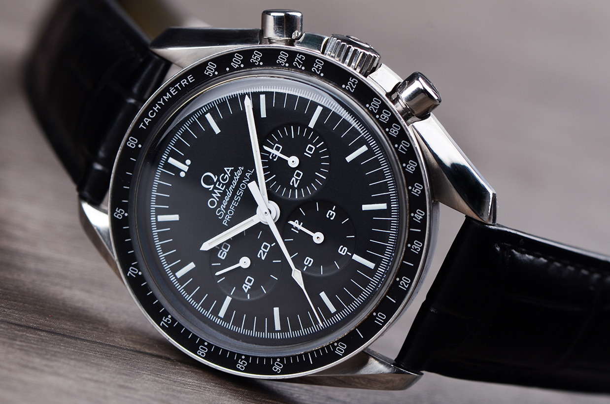 已售出【98新】欧米茄超霸登月1861机芯计时手上链皮带男表3870.50.31