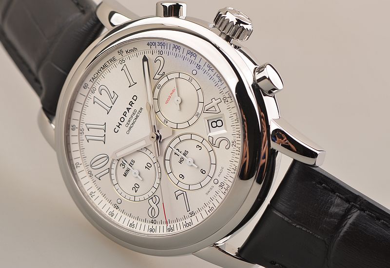 已售出【97新】萧邦经典赛车银白盘计时日历胶带男表168511-3015全套