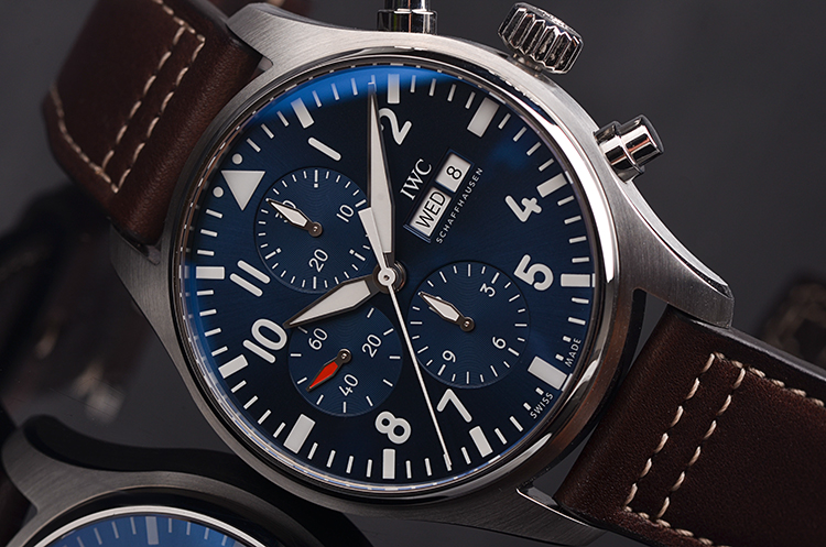 已售出【98新】万国飞行员小王子特别版蓝面双历计时自动男表IW377714
