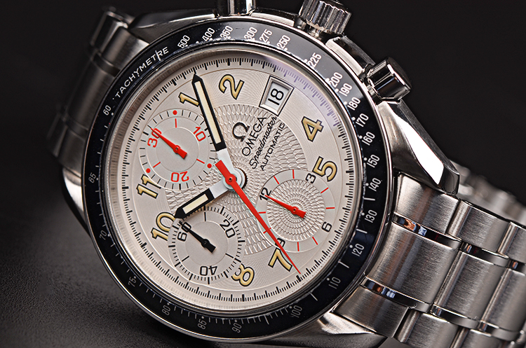 已售出【97新】欧米茄超霸白面计时日历钢带自动机械男表