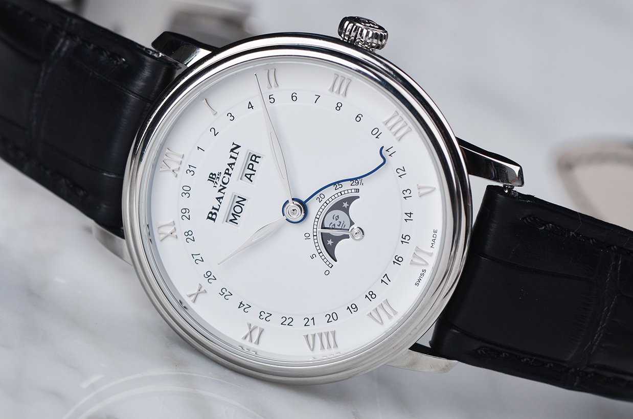 已售出【98新】宝珀Villeret全历月相自动机械折叠扣男表6264-1127-55B