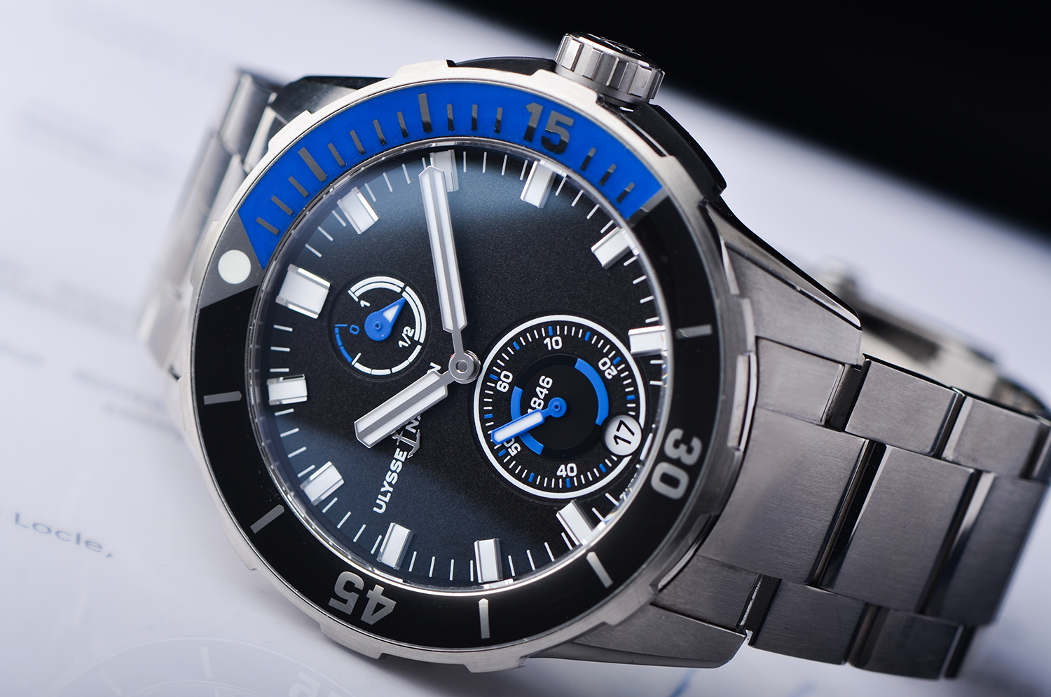 【98新】雅典航海吉田限定钛金属动显日历男表1183-170/92-J.1