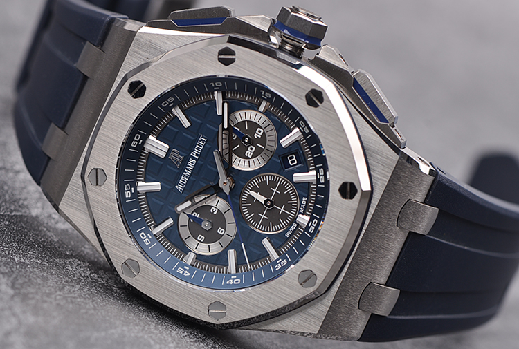 已售出【98新】爱彼皇家橡树离岸型蓝灰面计时男表26480TI.OO.A027CA.01