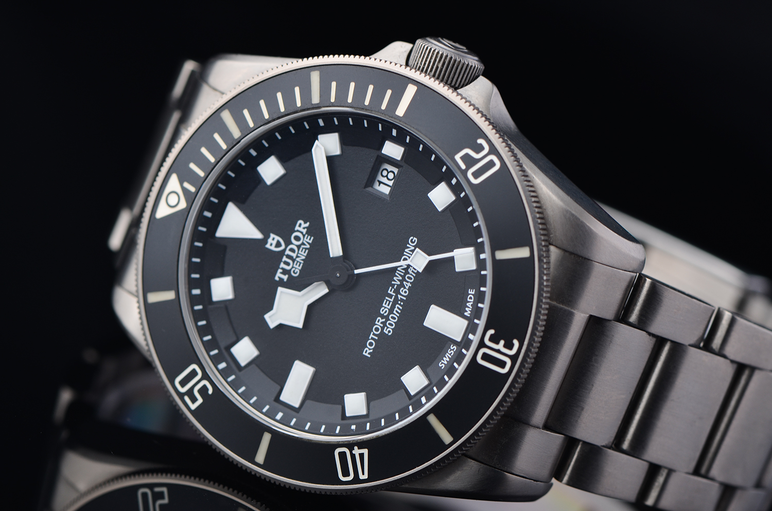 【97新】帝舵PELAGOS钛金属500米防水大三针日历自动男表25500TN