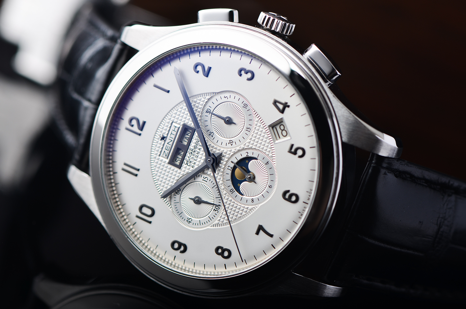 【98新】真力时全历月相计时自动折叠扣皮带男表03.0520.4100全套