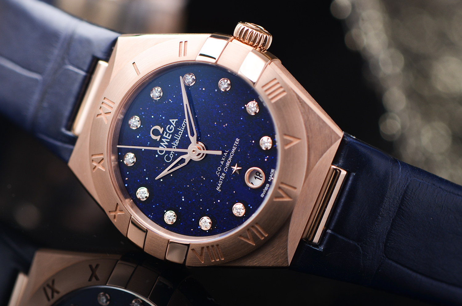 【国行全新】欧米茄星座玫瑰金沙金石盘女表131.53.29.20.53.003