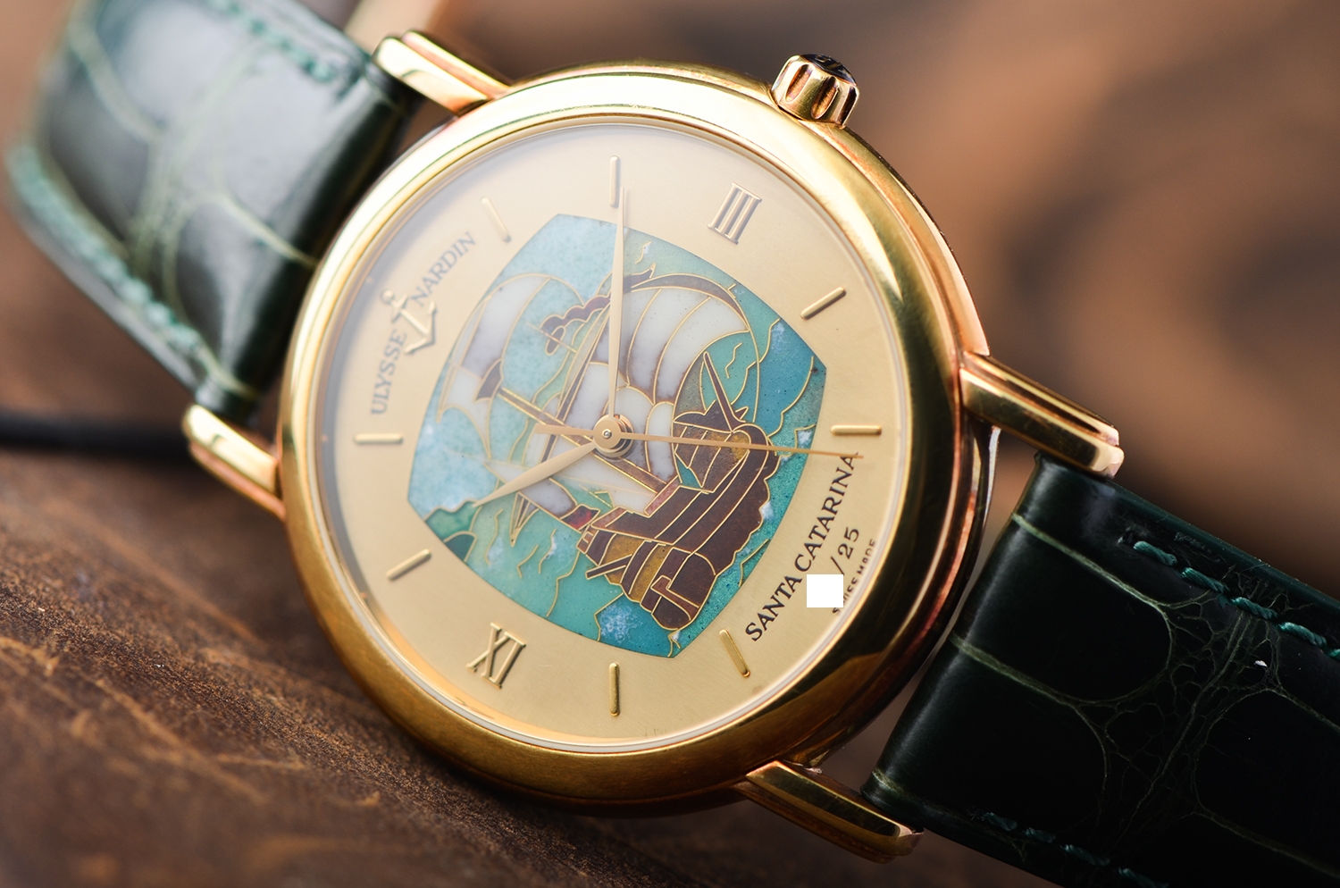 【原始】雅典圣马可系列限量版黄金掐丝珐琅自动皮带男表131-77-9