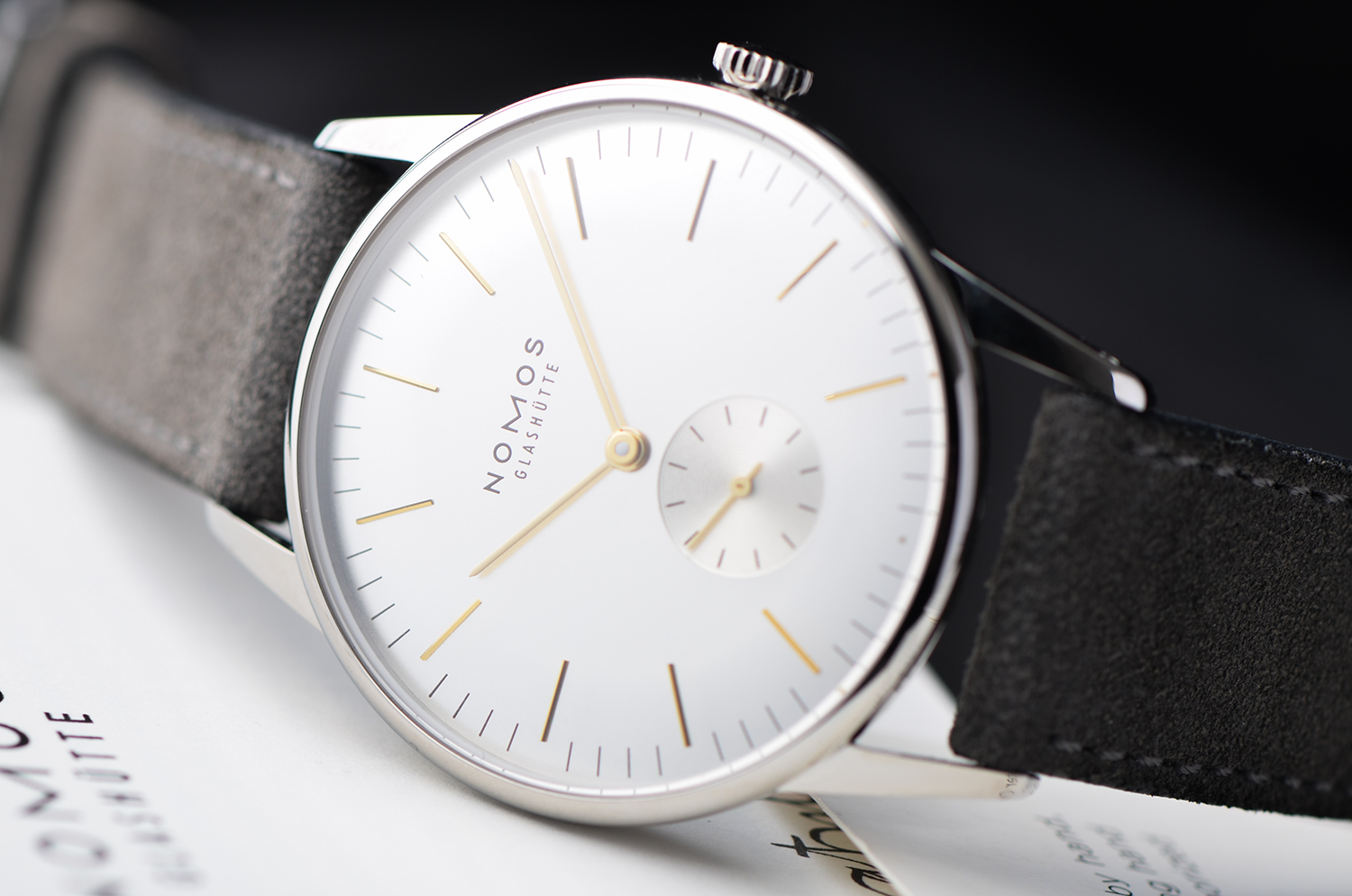 【未使用品】NOMOS诺莫斯ORION小三针手上链皮带男表379盒证齐
