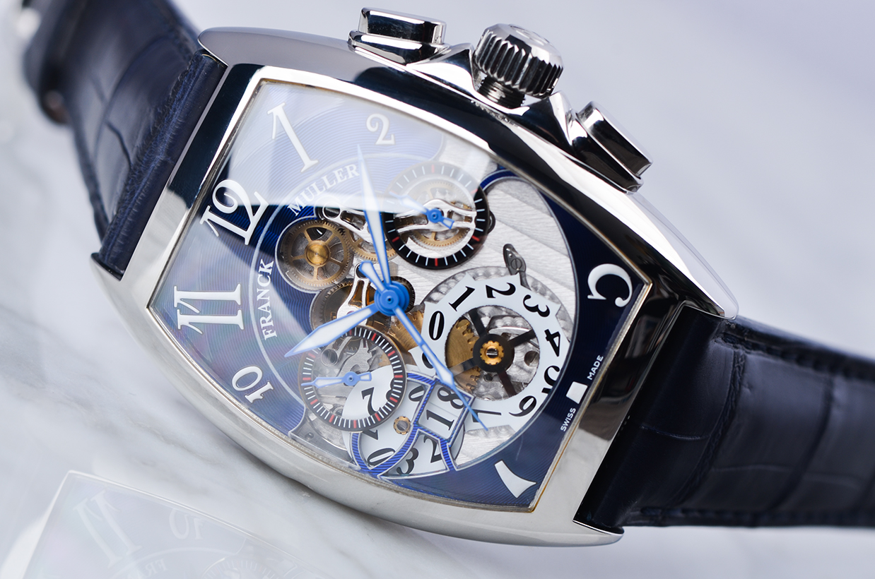 已售出【98新】法兰克穆勒DUBAIL镂空大日历计时自动男表8083CC GD FC