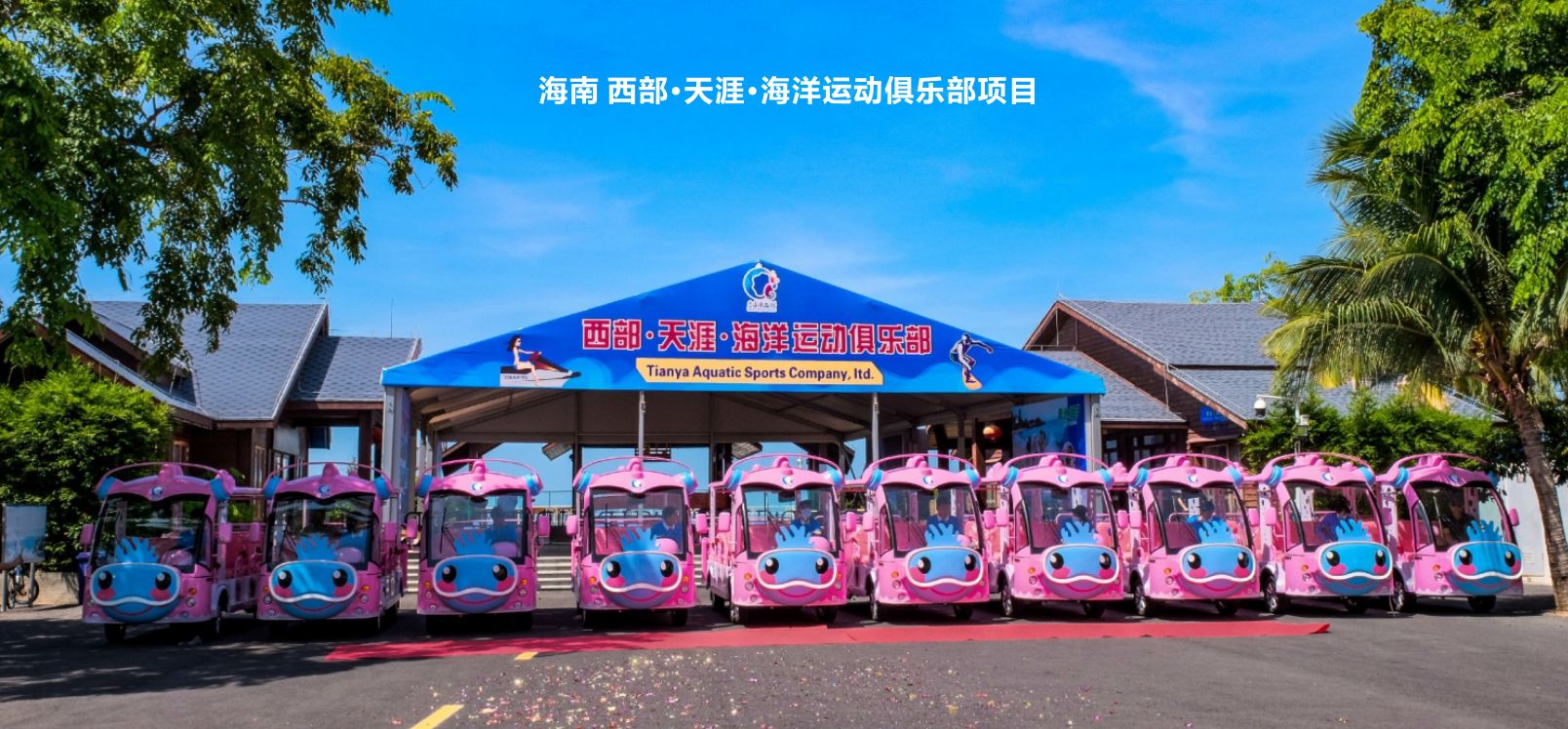 海南西部天涯海洋运动俱乐部 14座珊瑚主题电动观光车