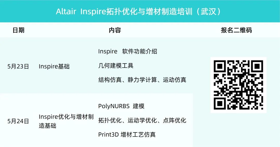 培训计划丨Altair（HyperMesh、Optistruct、Inspire等）五月培训及网络研讨会计划