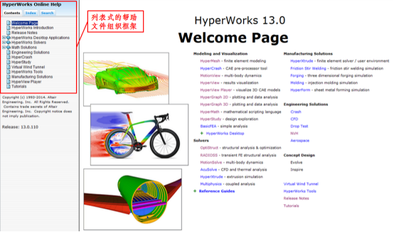 HyperWorks 帮助文件界面与使用方法_Altair帮助文档