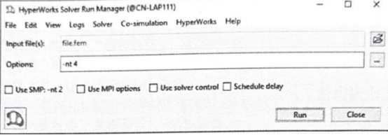 图26-5在HyperWorks Solver Run Manager 对话框中提交Optistruct SMP 计算