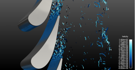 轴流涡轮叶片喷嘴周围气流的涡流结构有助于提高性能和效率