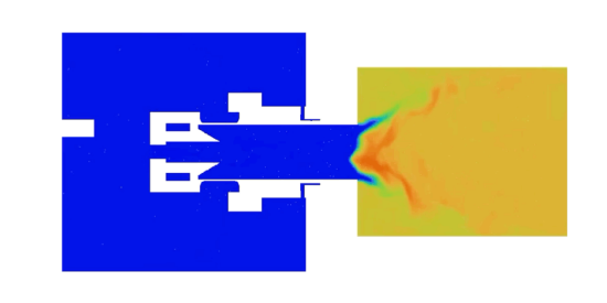 火焰回火动画,体积混合比为CH4:H2