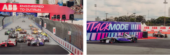 驾驶保时捷99X Electric Gen3 Evo全电动赛车在圣保罗E-Prix比赛中通过弯道