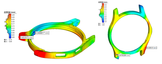 支撑去除后的变形(左-平放,右-立放)