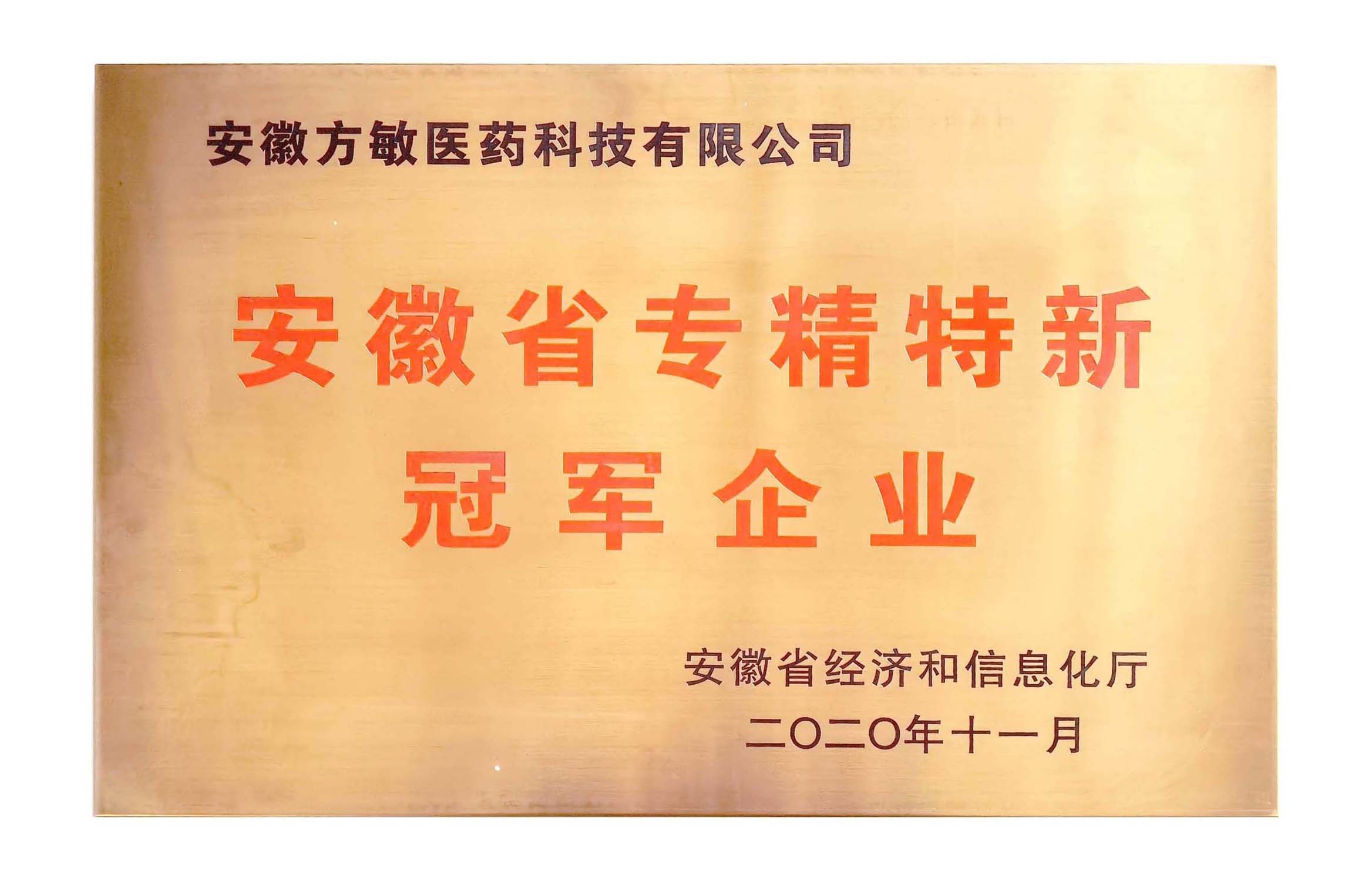 安徽省專精特新冠軍企業(yè)