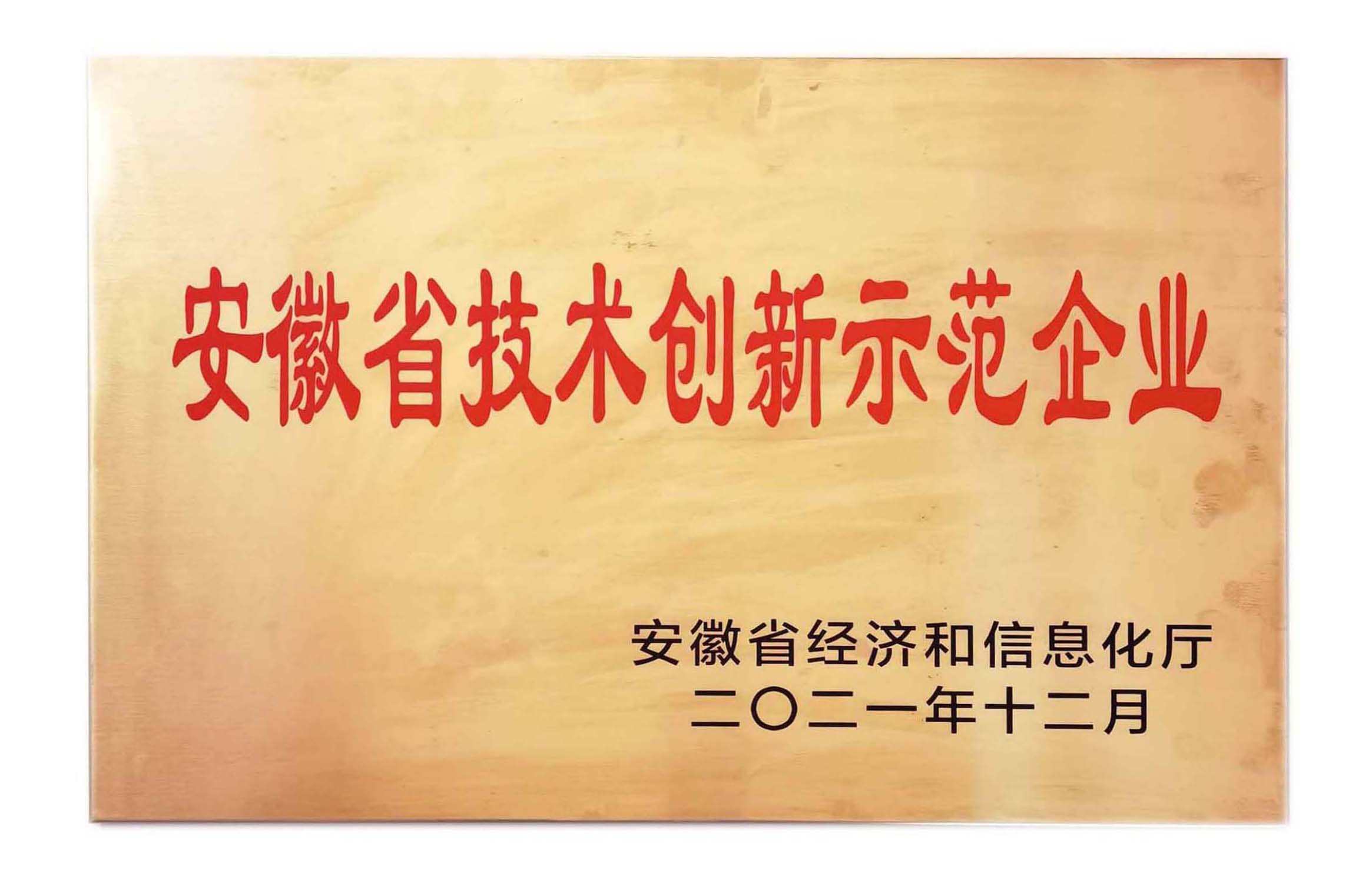 2021安徽省技術(shù)創(chuàng)新示范企業(yè)