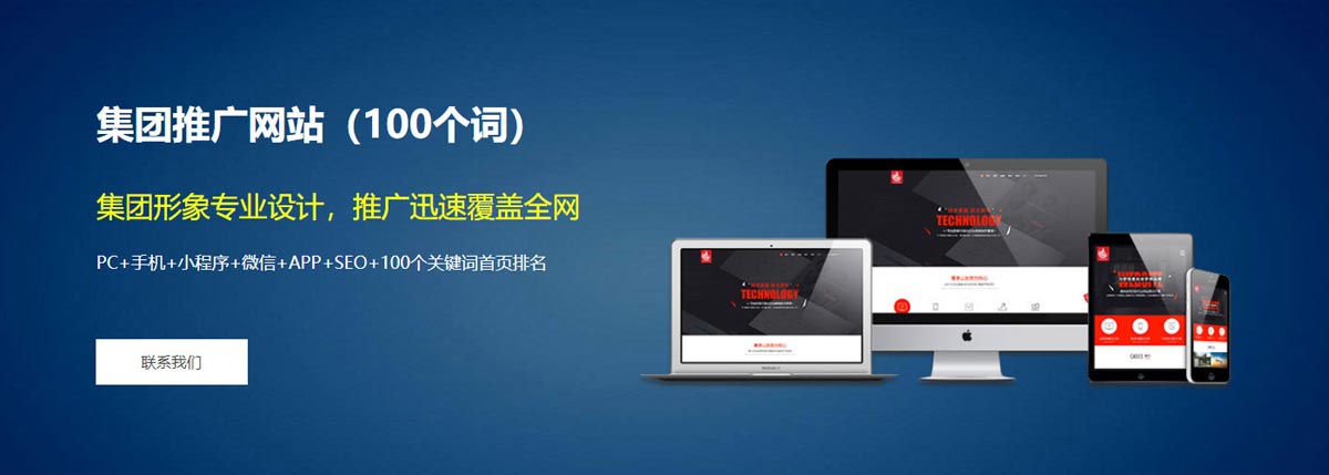  集团推广网站：集团形象专业设计，推广迅速覆盖全网  PC+手机+小程序+微信+APP+SEO+100个关键词首页排名。