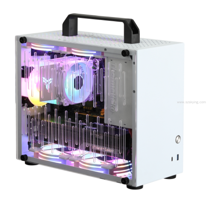 M-ATX Handle Case Business Type Tower Case for Desktop PC White Color