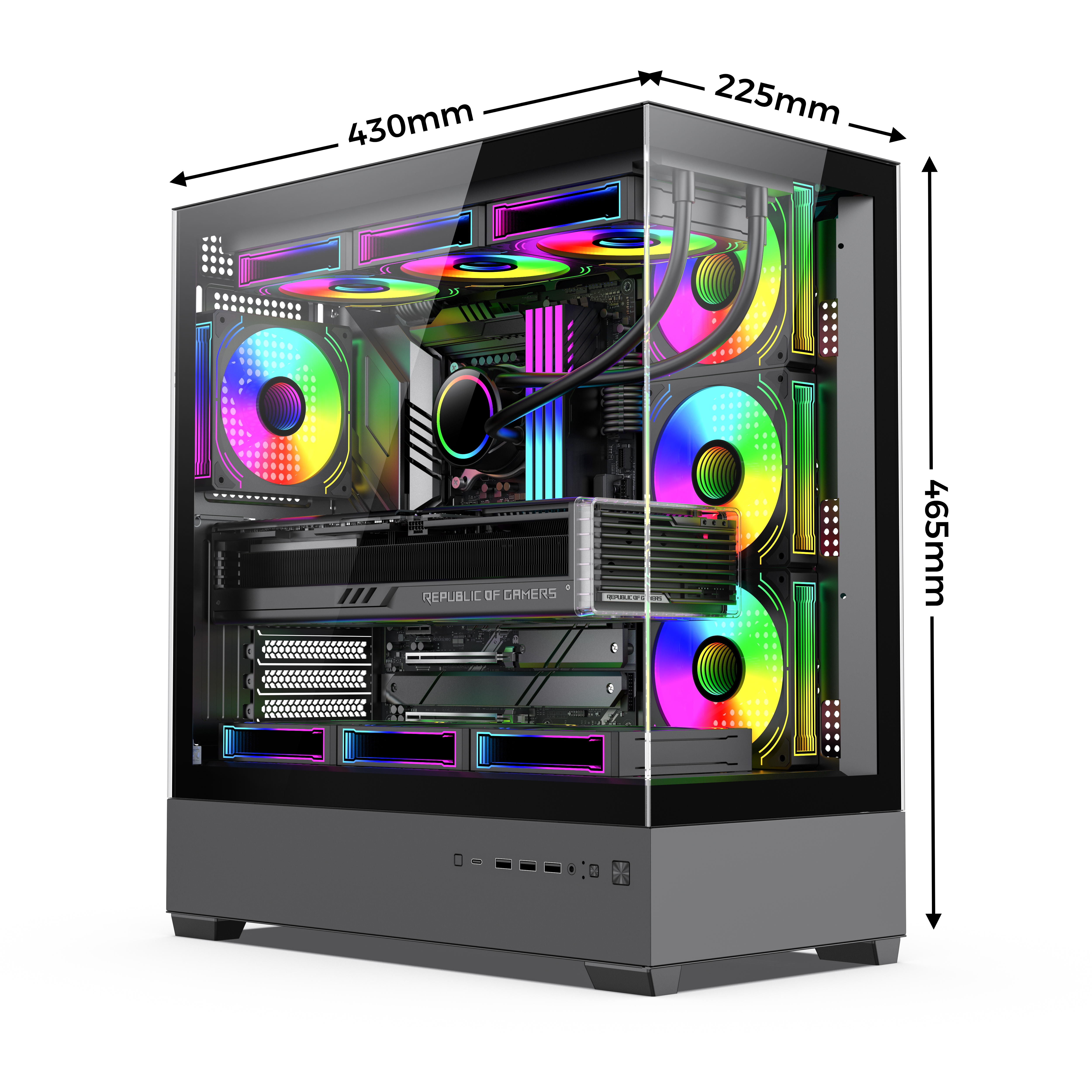 BLACK COLOR E-ATX GLASS SEAVIEW GAMING CASE 2 SIDE GLASS PSU DOWNPOSITION SKEGCTI-B