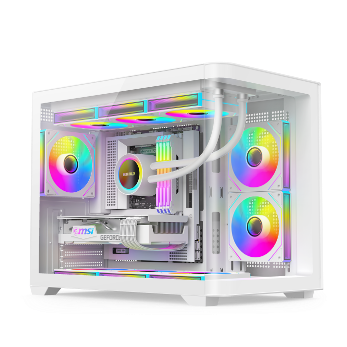 Curve White Glass Panel New Gaming Case For ATX Seaview DIY PC Gamers