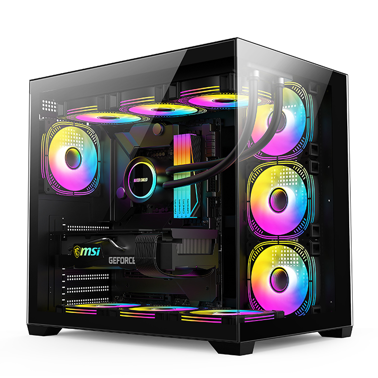 ATX GLASS SEAVIEW GAMING CASE 2 SIDE GLASS SUPPORT 10PCS COOLING FANS