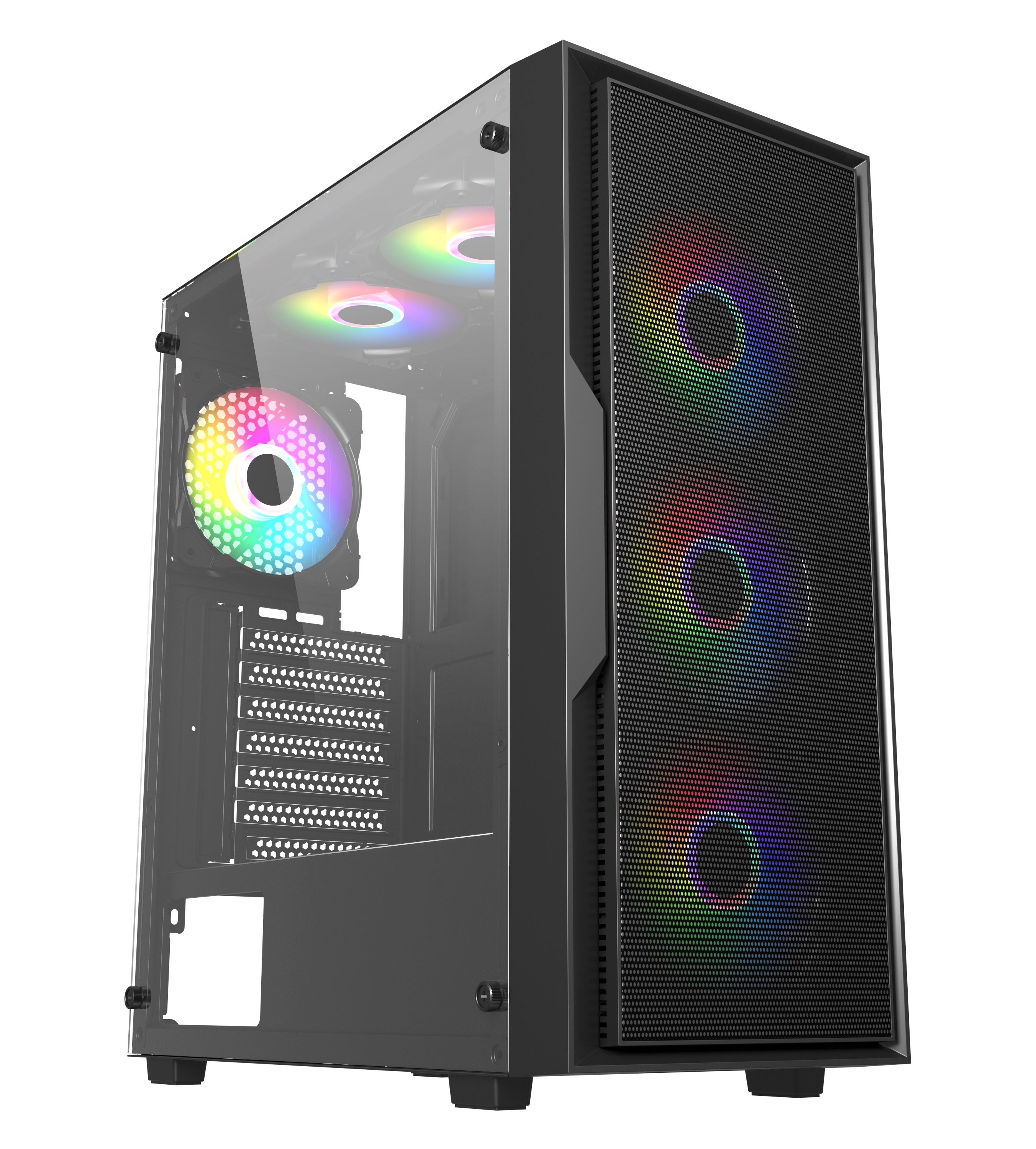 ATX GAMING CASE SIDE GLASS WINDOW 3.0USB STEEL FLAT MESH PANEL