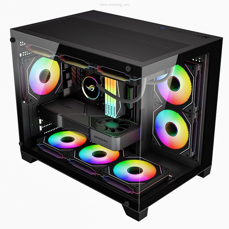 Computer Gaming Case Glass View PC Gaming Tower Cabinet M-ATX Support 360 Water Cooler SKSVJ42AB