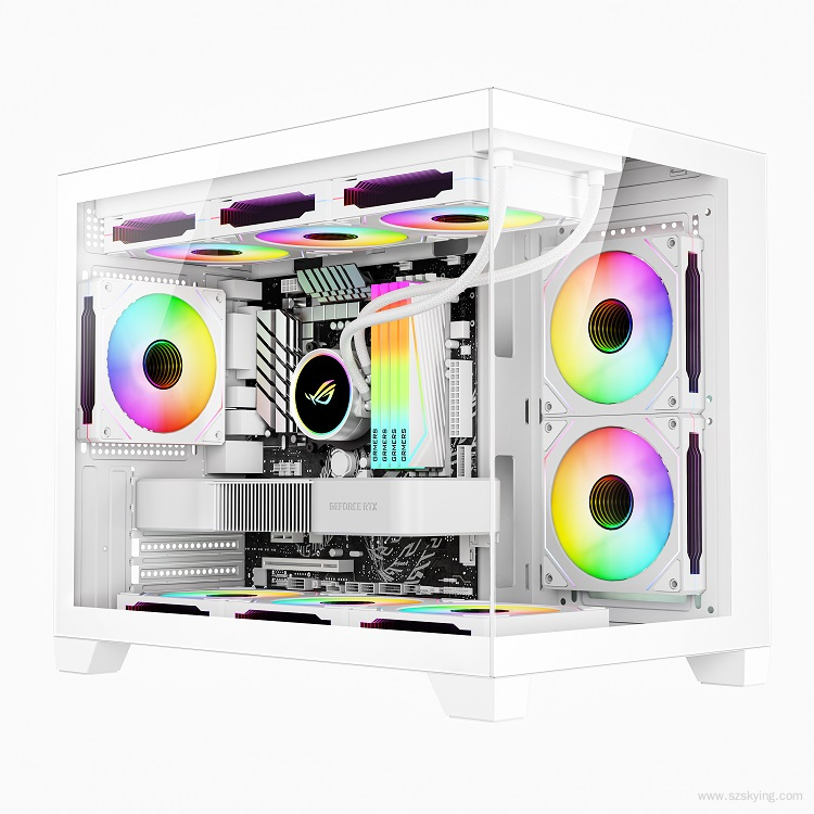 Computer Gaming Case White Glass View PC Gaming Tower Cabinet M-ATX Support 360 Water Cooler SKSVJ42AW