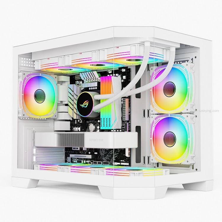 Computer Gaming Case White PC Gaming Tower Cabinet M-ATX Support 360 Water Cooler SKSVJ42BW