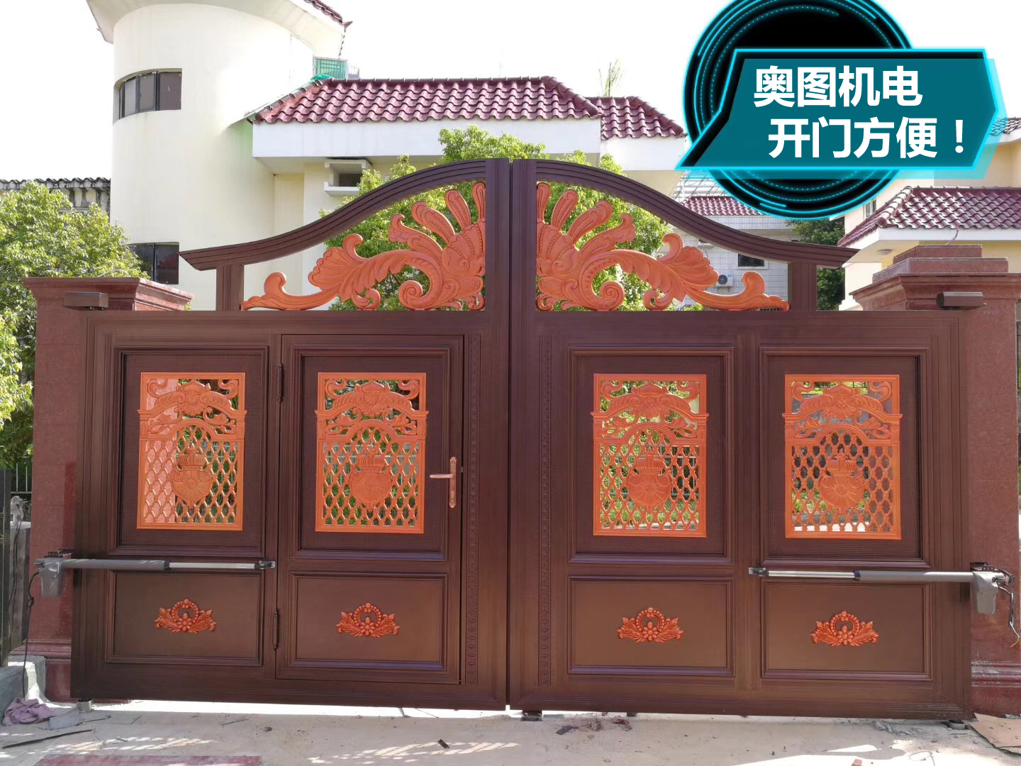 法国EA B420平开机铝艺门实例