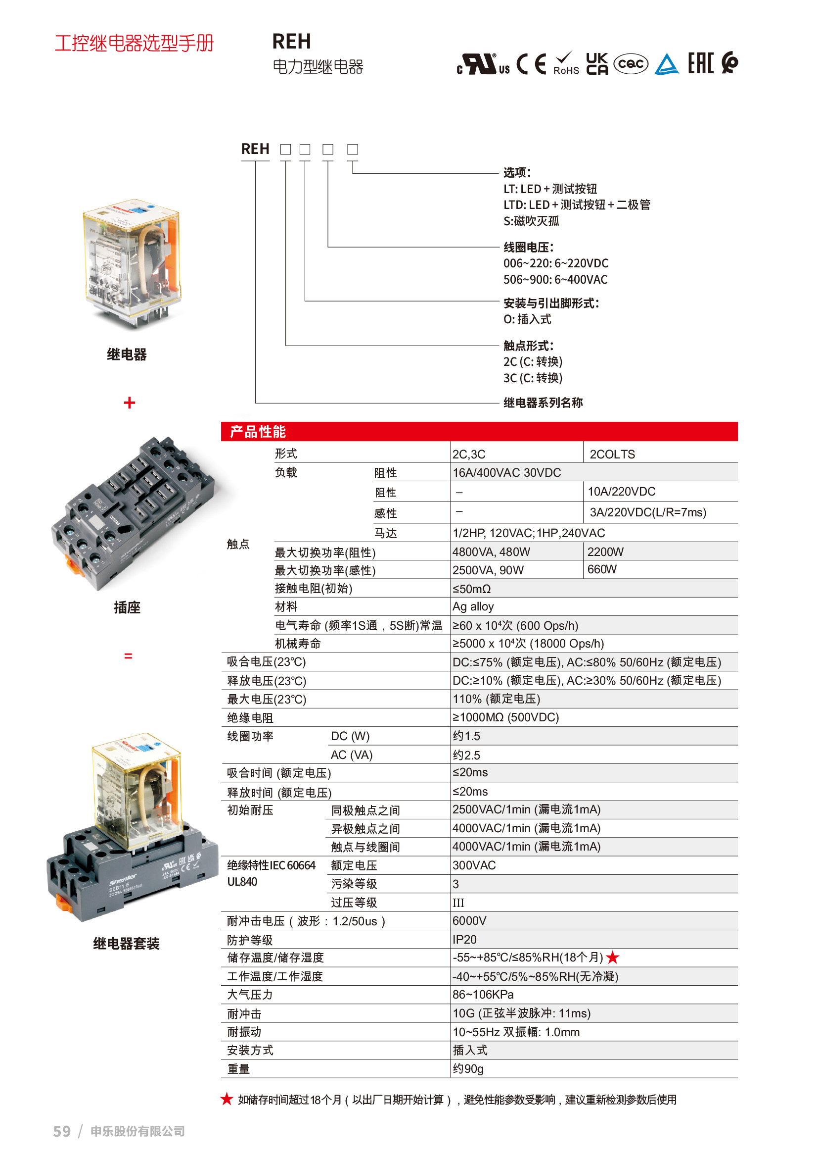 申乐REH系列电力型继电器