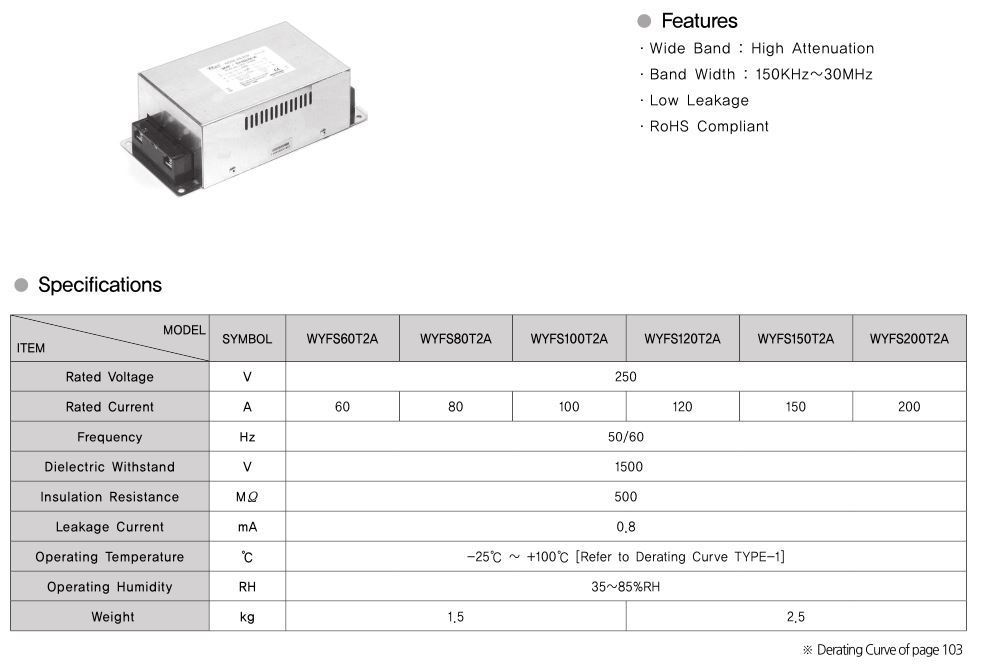 云永woonyoung滤波器WYFS60T2A,WYFS80T2A