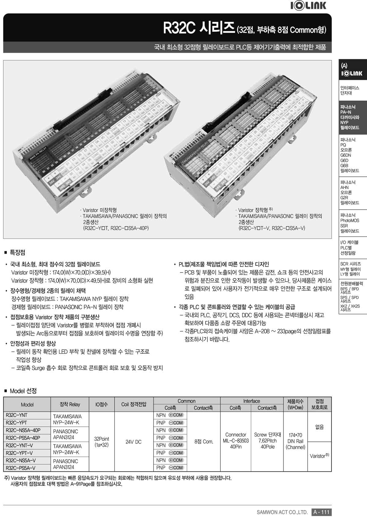 SAMWON ACT IOLINK R32C系列继电器模组