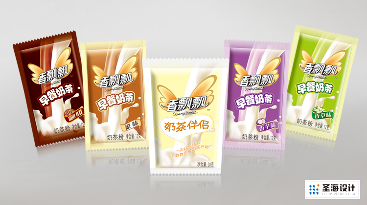 香飘飘奶茶/香飘飘早餐奶茶/奶茶小袋/杭州包装设计/杭州圣海包装艺术设计有限公司
