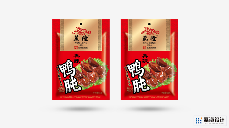 香辣鸭肫，万隆-中华老字号，杭州包装设计