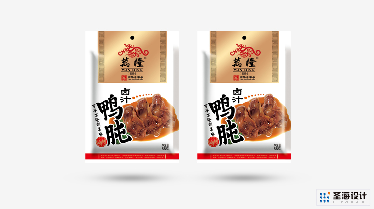 卤汁鸭肫，万隆-中华老字号，杭州包装设计