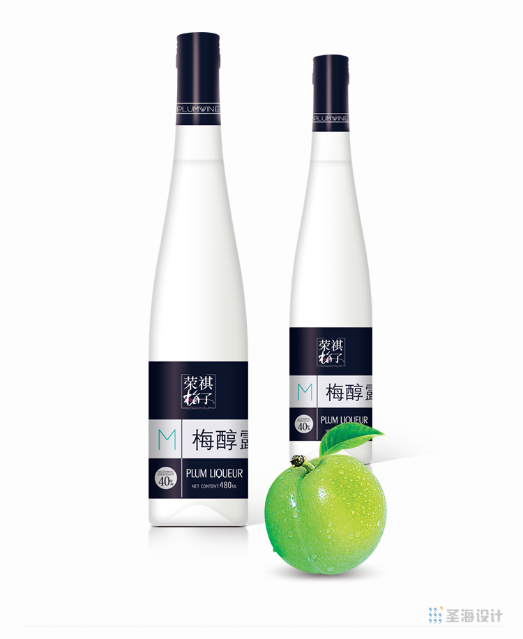 荣祺梅子/梅酒瓶型/酒标设计/白酒包装设计/日本梅酒/杭州包装设计/杭州圣海包装艺术设计有限公司