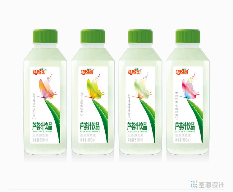 味之园/芦荟汁饮品/柠檬芦荟汁饮品/芦荟苹果汁饮品/芦荟橙汁饮品/蓝莓汁饮品/芒果汁饮品/枣香牛奶饮品/杭州包装设计/杭州圣海包装艺术设计有限公司