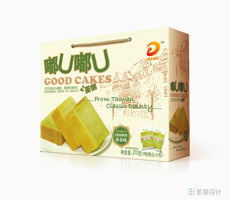 嘟U嘟U/方正迷你小蛋糕/原味/黑芝麻核桃味/抹茶味//切片蛋糕/杭州包装设计/圣海包装设计