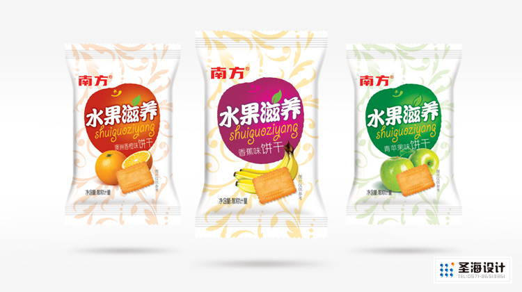 南方食品/黑五类/饼干包装设计/杭州包装设计/黑芝麻/白芝麻/蛋黄/花生/铁板煎饼/杭州圣海包装艺术设计有限公司