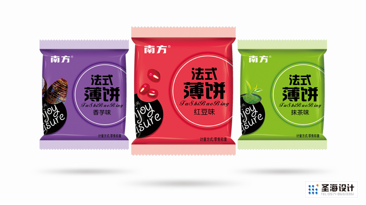 南方食品/黑五类/饼干包装设计/杭州包装设计/黑芝麻/白芝麻/蛋黄/花生/铁板煎饼/杭州圣海包装艺术设计有限公司