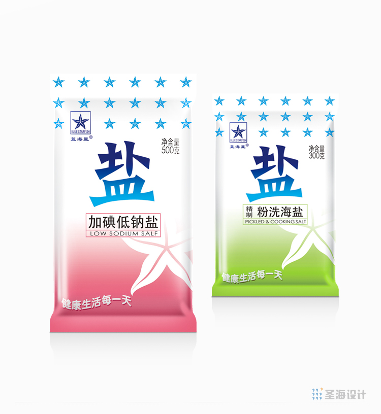 蓝海星食用盐|健康平衡盐|杭州圣海包装艺术设计有限公司|杭州包装设计