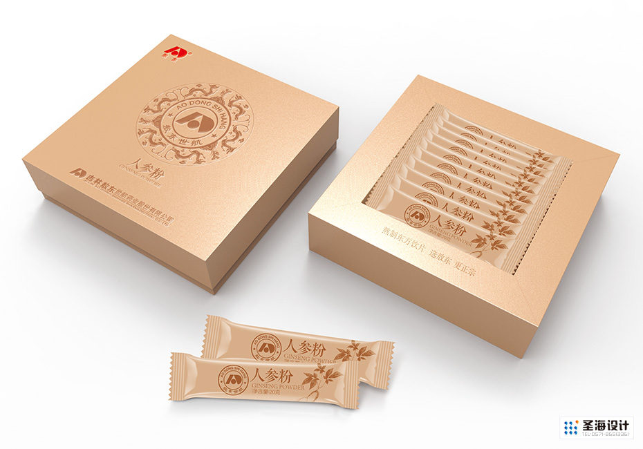人参粉包装条与金装礼盒系列包装设计|杭州圣海包装艺术设计有限公司|药料|滋补|营养|人参|三七|