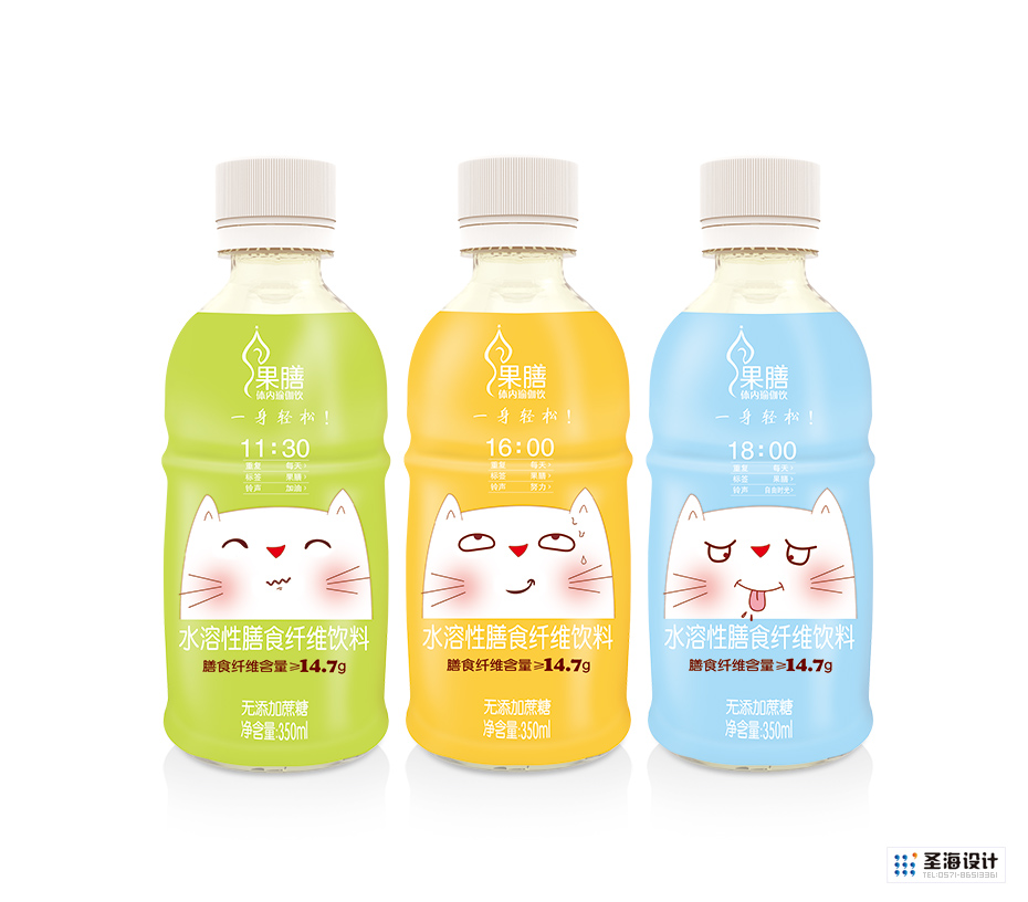 果膳水溶性膳食纤维（体内瑜伽饮）PET瓶饮料包装设计|果汁包装|瓶贴瓶标设计|杭州包装设计|杭州圣海包装艺术设计有限公司